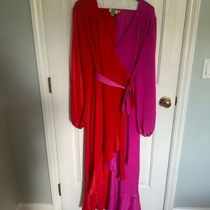 Red and Pink Wrap Dress - 14